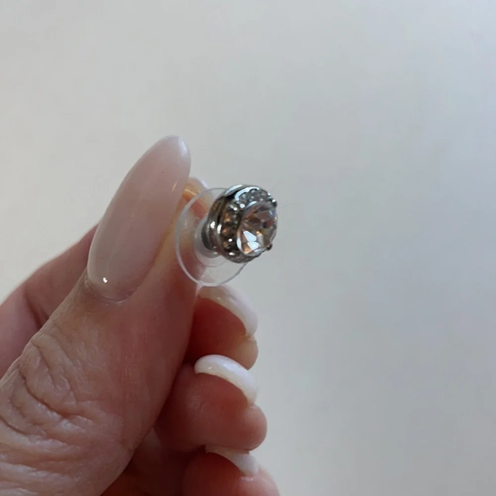 Silver Faux Diamond Stud Earrings Jewelry